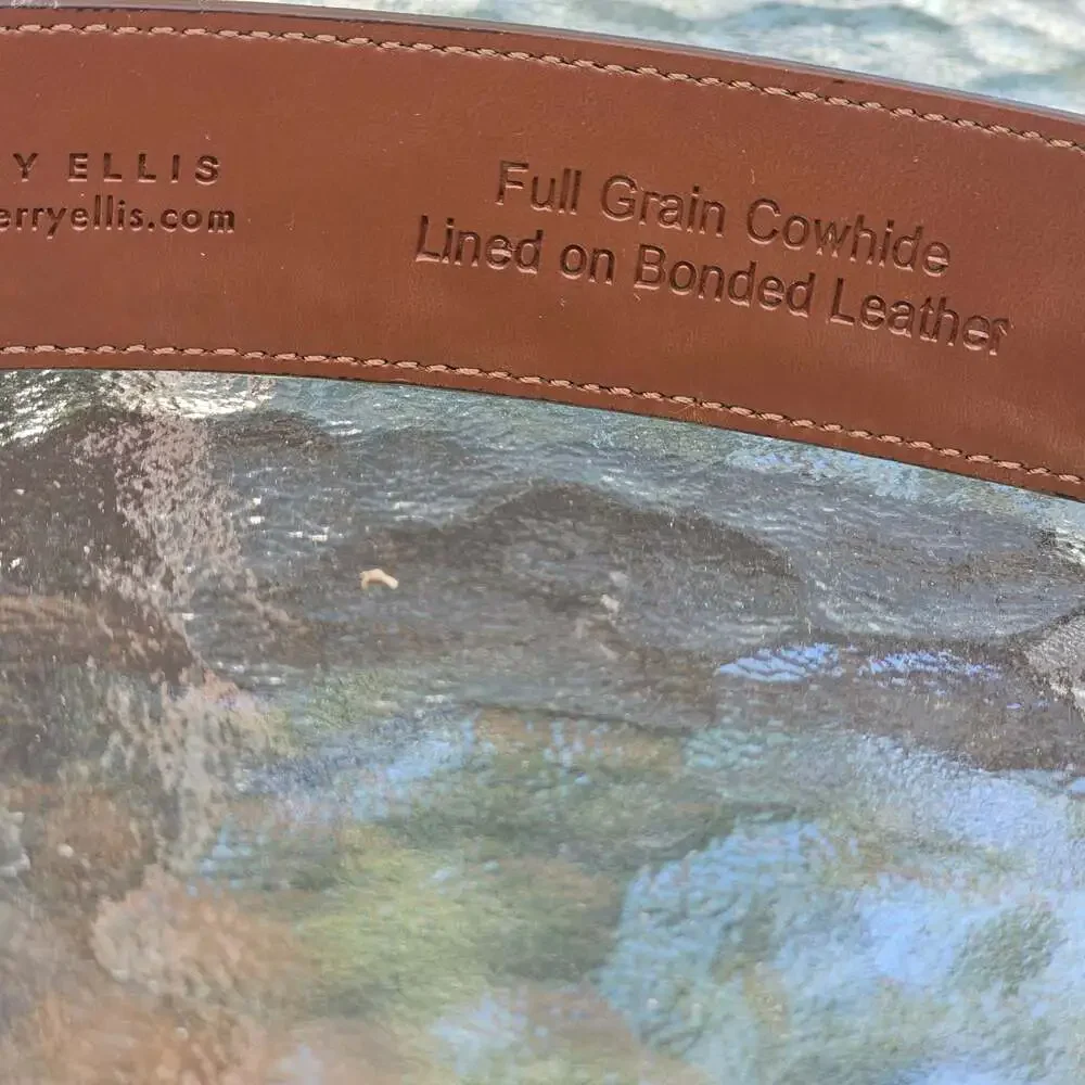 Perry Ellis Portfolio Men's Full Grain Cowhide Leather Belt Brown Size 36/90